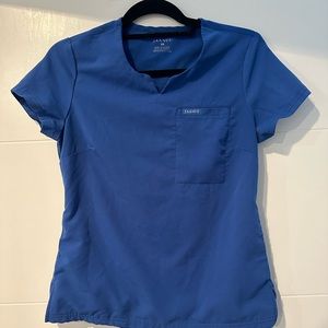 Jaanuu Royal blue 3 pocket notched scrub top